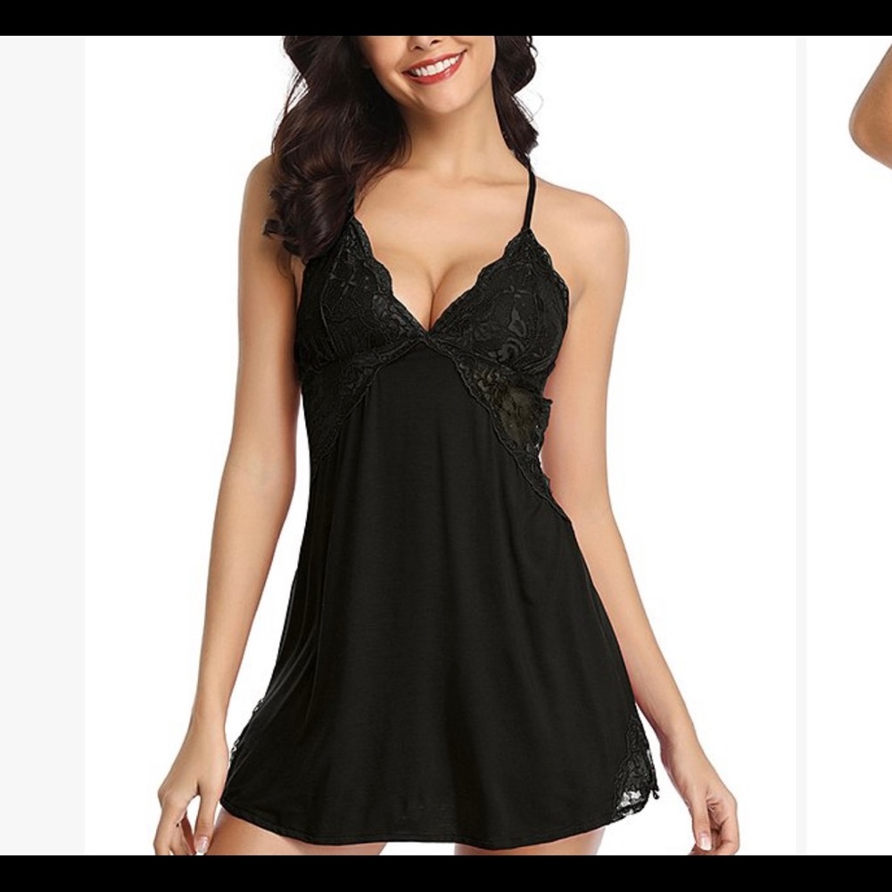 Black negligee with g-string panty. NWT